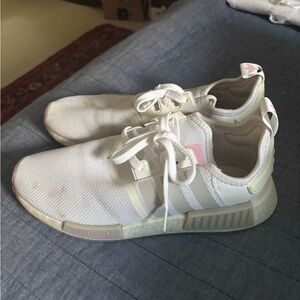 adidas White Sneakers with Pink Accents